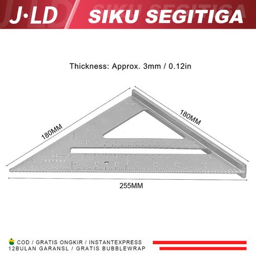 [EZM.1320261] JLD Penggaris Segitiga Siku Aluminium 7INCH Stainless Multifungsi 90 Derajat