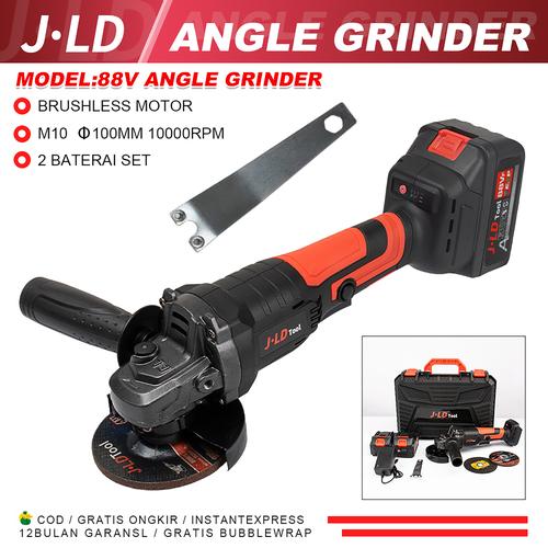 [EZM.1320276] JLD Mensin Gerinda 88V Cordless Brushless Anggle Grinder 10000rpm Mesin Gerinda Cordless Battery Mesin Potong dengan Dua Pemoles Baterai Diamond Alat Pemotong Alat Listrik M10