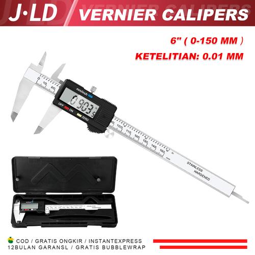 [EZM.1320327] JLD Vernier Caliper Digital 6inch Digital Stainless Steel With LCD Screen 150mm High Precision Caliper Plus Box
