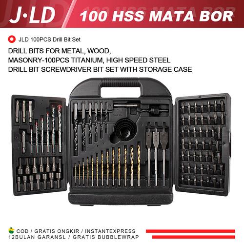 [EZM.1320337] JLD 100pcs mata bor set Mata Bor untuk Logam, Kayu, Batu-100Pcs Titanium, Baja Kecepatan Tinggi Mata Bor Obeng Set dengan Kotak Penyimpanan