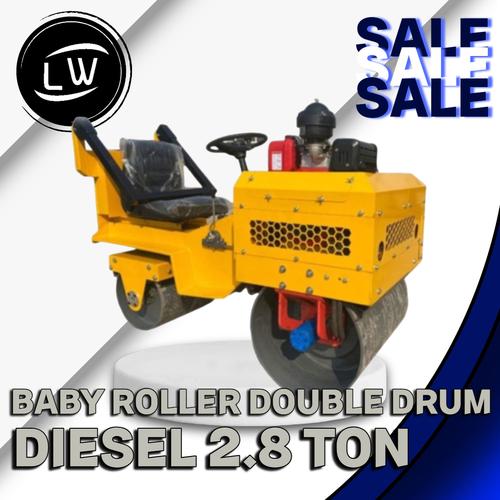 [EZM.1290182] MESIN DRIVE BABY ROLLER DOUBLE DRUM MOBIL PEMADAT ASPAL DIESEL 2.8 TON