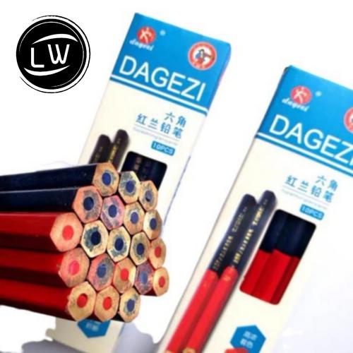 [EZM.1290332] 10 PCS PENSIL TUKANG 2 WARNA BULAK BALIK / PENSIL BANGUNAN