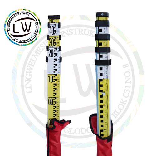 [EZM.1290717] RAMBU MISTAR BAK UKUR 5 METER / LEVELLING 5 METER /ALUMINIUM STAFF 5 METER