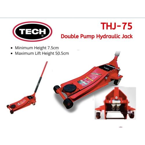 [EZM.1300004] TECH THJ 75 Dongkrak buaya 3 Ton LOW DOUBLE PUMP JACK (75mm) [Voucher]