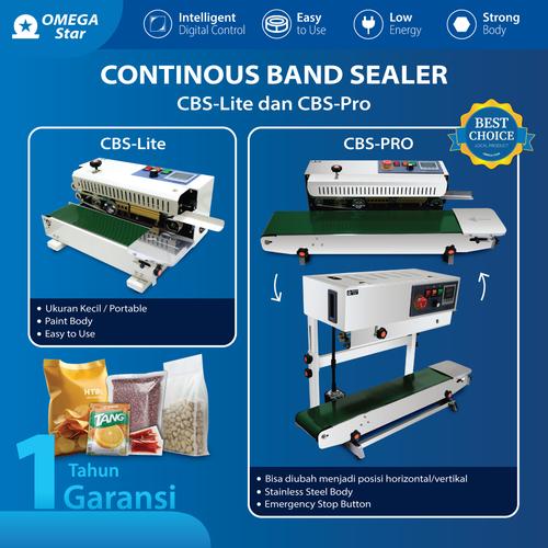 [EZO.9800012] Continous Band Sealer CBS-Lite dan CBS-Pro Omega Star – Mesin Seal Segel Plastik Kemasan Makanan Horizontal Vertikal Stainless Steel Paint Body Garansi Resmi Original
