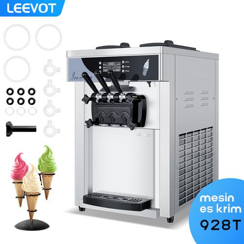 [EZO.9900023] LEEVOT Mesin es krim Ice Cream Maker 3 Tuas, 2 rasa,1 Mix ala mesin soft ice cream L928T