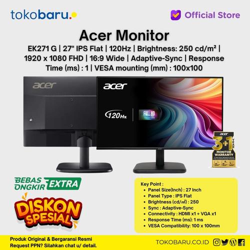 [EZO.7200100] ACER MONITOR EK271G 27" FHD IPS E2E 1ms 120Hz 99% sRGB [UM.HE1SN.G01]