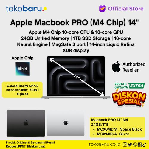 [EZO.7200130] Macbook Pro 14" Inch M4 Chip With 10Core CPU & 10Core GPU 24GB 1TB Ibox
