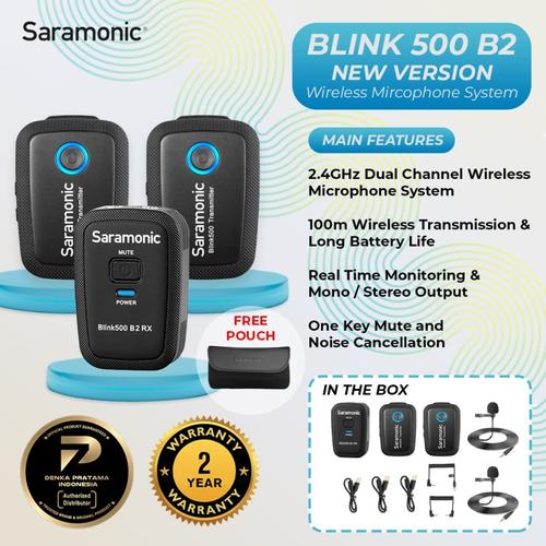 [EZO.7200137] Saramonic Blink 500 B2 New Version Dual Wireless Microphone System untuk kamera hp content creator