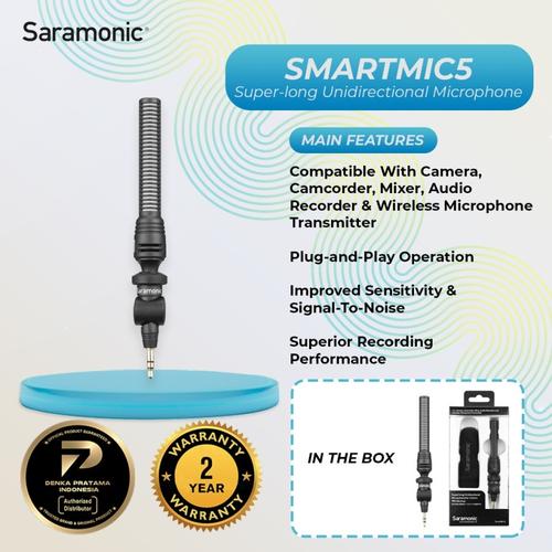 [EZO.7200141] Saramonic SmartMic5 Unidirectional Microphone for 3.5mm TRS Devices / microphone camera