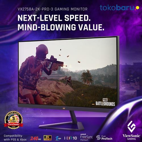 [EZO.7200201] Monitor Gaming 27" ViewSonic VX2758-2K-Pro-3 HDR10 240Hz 1ms IPS 2K QHD
