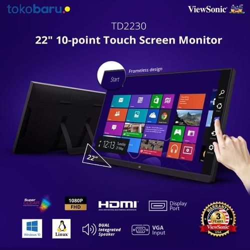 [EZO.7200202] Monitor Viewsonic LED TD2230 22" IPS 60Hz Fhd 5ms Hdmi Dp Vga Touch