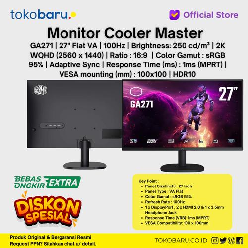 [EZO.7200222] Monitor Cooler Master GA271 | 27" 100Hz 1ms 2K QHD Adaptive Sync support - wajib checkout packing kayu