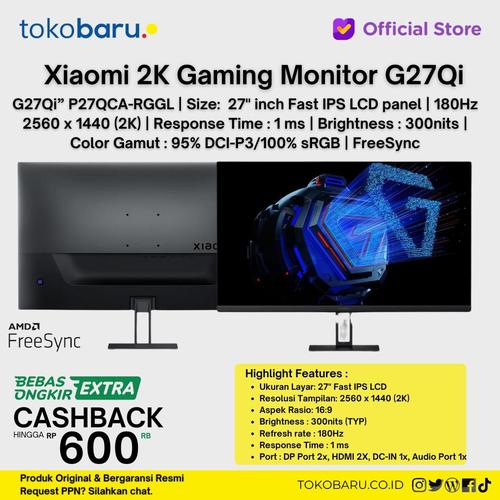 [EZO.7200257] Xiaomi Monitor Gaming G27Qi 27 Inch 180Hz 2K IPS HDR400 AdaptiveSync