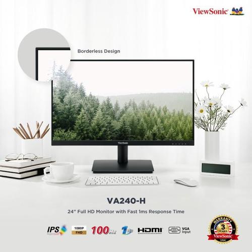 [EZO.7200263] Monitor Gaming Viewsonic 24"  VA240-H IPS 100Hz 1ms FHD  1080p - Wajib Packing Kayu