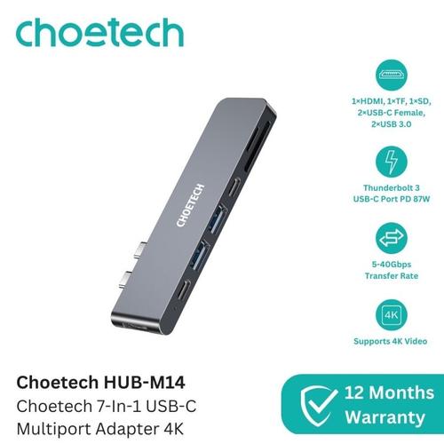 [EZO.7200308] Choetech 7 in 1 USB-C Multiport Adapter Thunderbolt 4K  HUB-M14