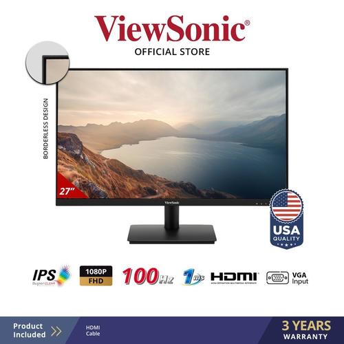 [EZO.7200309] Monitor LED ViewSonic VA270-H 27" IPS Full HD 1080p 100hz 1ms VGA HDMI - WAJIB CO PACKING KAYU
