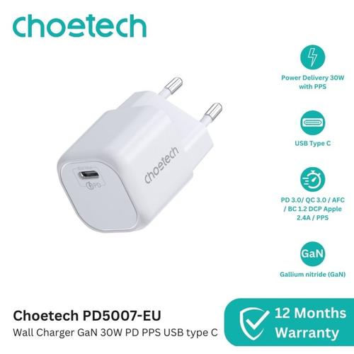 [EZO.7200330] Choetech PD5007 GaN Charger 30W 25W PPS PD QC USB Type C garansi 2 tahun