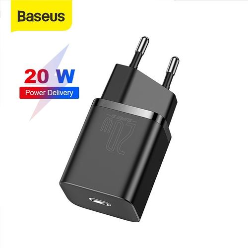 [EZO.7200363] Baseus Super Si Quick Charger 1C 20W Black/White ( Charger Only/ Charger+Cabel )