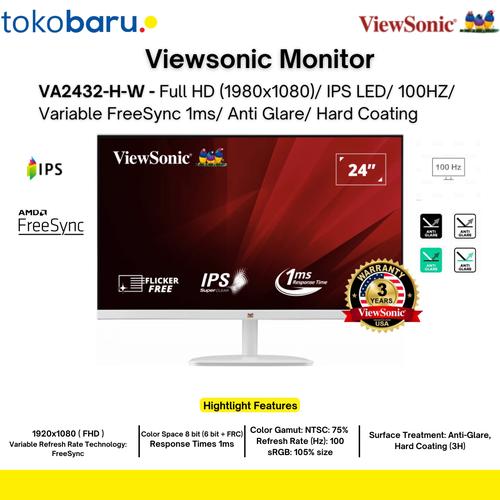 [EZO.7200472] Monitor ViewSonic LED VA2432-H-W 24"  FHD 100Hz IPS HDMI VGA - Wajib Packing Kayu