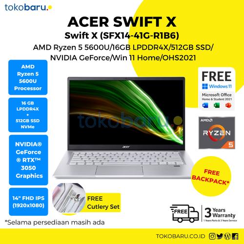 [EZO.7200768] ACER SWIFT X SFX14-41G-R1B6 R5-5600U 16GB 512GB RTX3050 14" FHD OHS