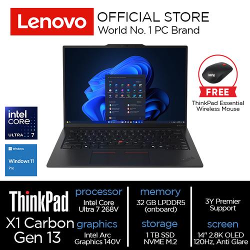 [EZO.2000065] Lenovo ThinkPad X1 Carbon Gen 13  Core Ultra 7 268V 32GB 1TB SSD W11 Pro 2.8K OLED