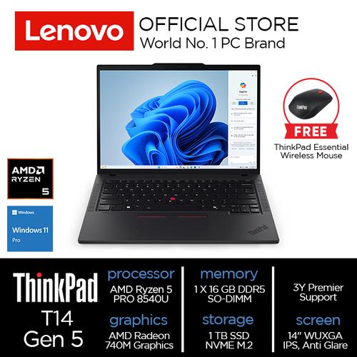 [EZO.2000067] Lenovo ThinkPad T14 Gen 5 (AMD) Ryzen 5 PRO 8540U 16GB 1TB SSD W11 Pro
