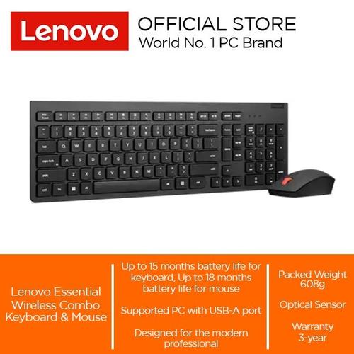 [EZO.2000149] Lenovo Essential Wireless Combo Keyboard & Mouse Gen2 Black US_English 103P