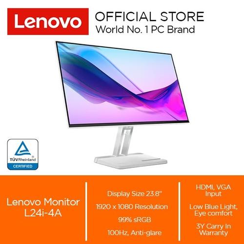 [EZO.2000186] Lenovo Monitor Lenovo L24i-4A 24" IPS 1080p 100Hz VGA HDMI Speaker ,VESA