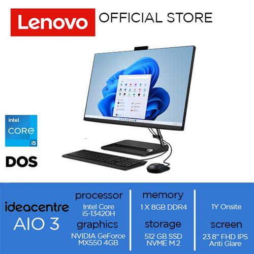 [EZO.2000313] Lenovo IdeaCentre AIO 3 24IAP7 Core i5-13420H 8GB 512GB W11 OHS MX550 DOS