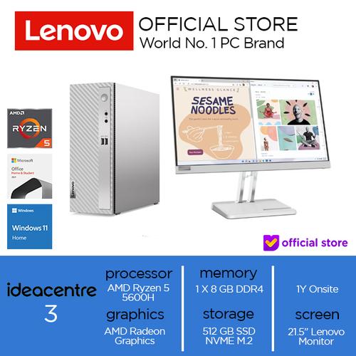 [EZO.2000502] Lenovo IdeaCentre 3 07ACH7 Ryzen 5 5600H 8GB 512GB SSD W11+OHS