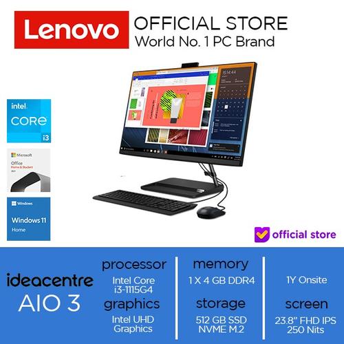 [EZO.2000560] Lenovo IdeaCentre AIO 3 24ITL6 Core i3-1115G4 4GB 512SSD DOS (ASRI)