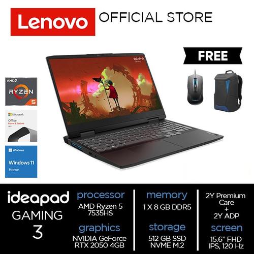 [EZO.2000566] Lenovo IdeaPad Gaming 3 15ARH7 Ryzen 5 7535HS 8GB 512GB RTX2050 4GB