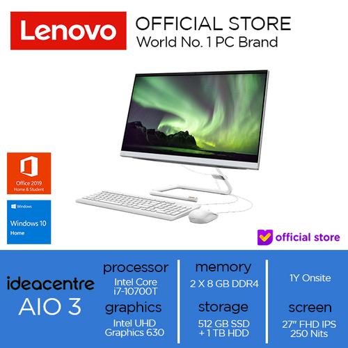 [EZO.2000723] Lenovo IdeaCentre AIO 3 Core i7-10700T 16GB 512SSD+HDD 1T 27" TOUCH