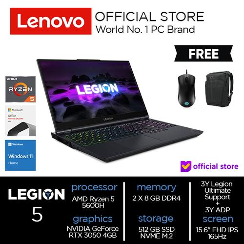 [EZO.2000749] Lenovo Legion 5 15ACH6 Ryzen 5 5600H 16GB 512 SSD RTX 3050 W10 OHS