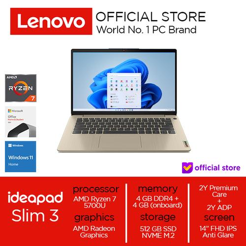 [EZO.2000762] Lenovo IdeaPad Slim 3 14ALC6 Ryzen 7 5700U 8GB 512 SSD W10 OHS