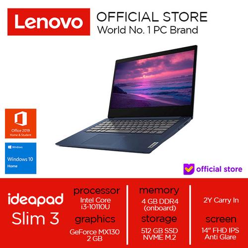 [EZO.2000796] Lenovo IdeaPad Slim3 Core i3-10110U 4GB 512SSD MX130 2GB W10 OHS