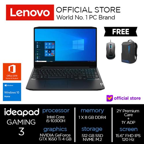 [EZO.2000818] Lenovo IdeaPad Gaming 3 Core i5-10300H 8GB 512SSD GTX 1650 Ti W10 OHS