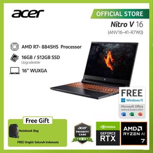 [EZO.2100011] ACER LAPTOP GAMING NITRO V 16 ANV16-41-R7W0 16" WUXGA IPS AMD RYZEN R7-8845HS RAM 16GB STORAGE 512GB SSD NVIDIA GEFORCE RTX 4050 W11