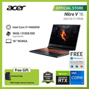 [EZO.2100012] ACER LAPTOP GAMING NITRO V 16 ANV16-71-79NR 16" WUXGA LED IPS INTEL CORE I7-14650HX RAM 16GB STORAGE 512GB SSD NVIDIA GEFORCE RTX 4050 W11