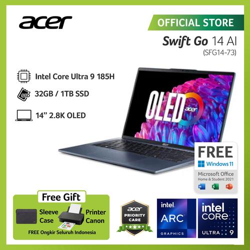 [EZO.2100049] ACER SWIFT GO 14 WITH AI SFG14-73-9686 14" OLED INTEL CORE ULTRA 9 185H EVO RAM 32GB STORAGE 512GB SSD GRAPHICS INTEL ARC WINDOWS 11