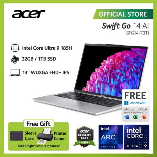[EZO.2100051] Acer Swift Go 14 With AI SFG14-73T-94QB 14" Intel Ultra 9 185H 32GB 1TBB SSD Intel Arc W11