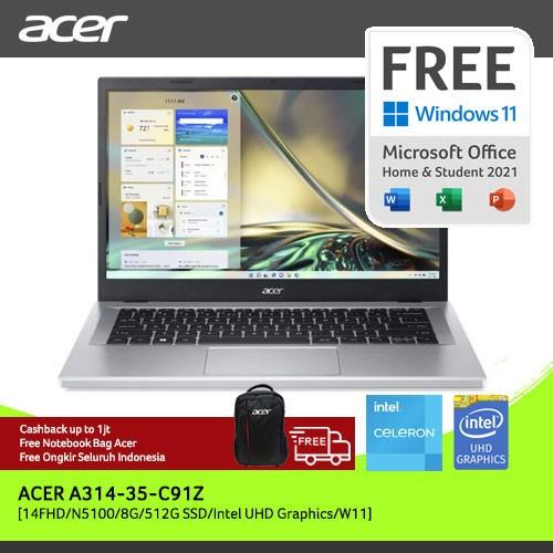 [EZO.2100138] ACER ASPIRE 3 A314-35-C91Z 14 FHD N5100 RAM 8GB STORAGE 512GB PAKET