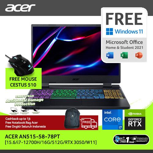 [EZO.2100200] ACER NITRO 5 AN515-58-78PT 15.6" GEN 12 i7-12700H 16G 512G RTX3050 W11