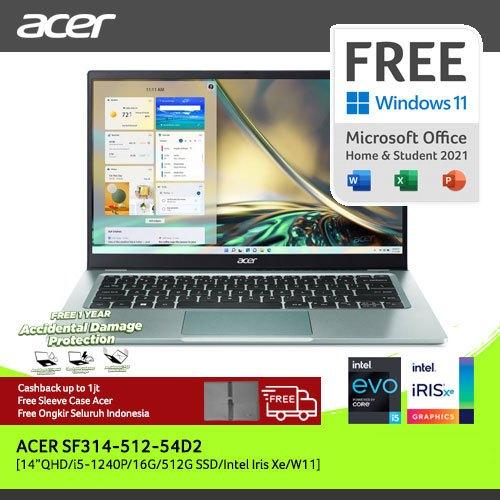[EZO.2100204] ACER SWIFT 3 SF314-512-54D2 14"QHD GEN 12 i5-1240P RAM 16G 512G W11