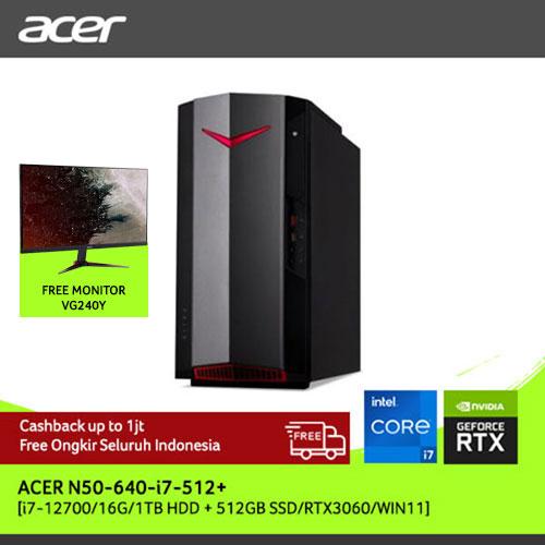 [EZO.2100220] ACER DESKTOP NITRO 50 N50-640 INTEL i7-12700 8G 1T+512G RTX3060 WIN 11