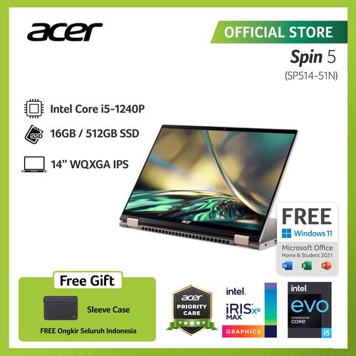 [EZO.2100251] ACER LAPTOP SPIN 5 SP514-51N-531D 14" INTEL GEN12 i5-1240P 16GB 512GB