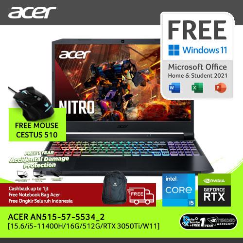 [EZO.2100270] ACER AN515-57-5534_2 [15.6/i5-11400H/16G/512G/RTX3050Ti/WIN11]