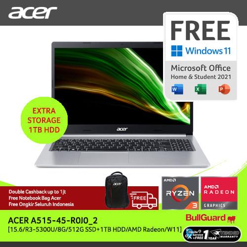 [EZO.2100272] ACER A515-45-R0J0_2 [15.6"FHDIPS/R3-5300U/8G/512G+1TB HDD/W11/SILVER]