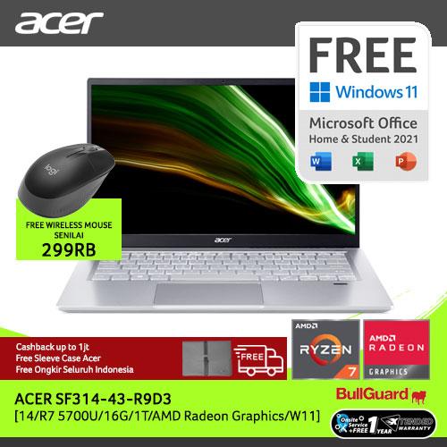 [EZO.2100279] ACER SF314-43-R9D3 [14FHD/R7-5700U/16GB/1TB/W11+OHS/SLV]NX.AB1SN.007